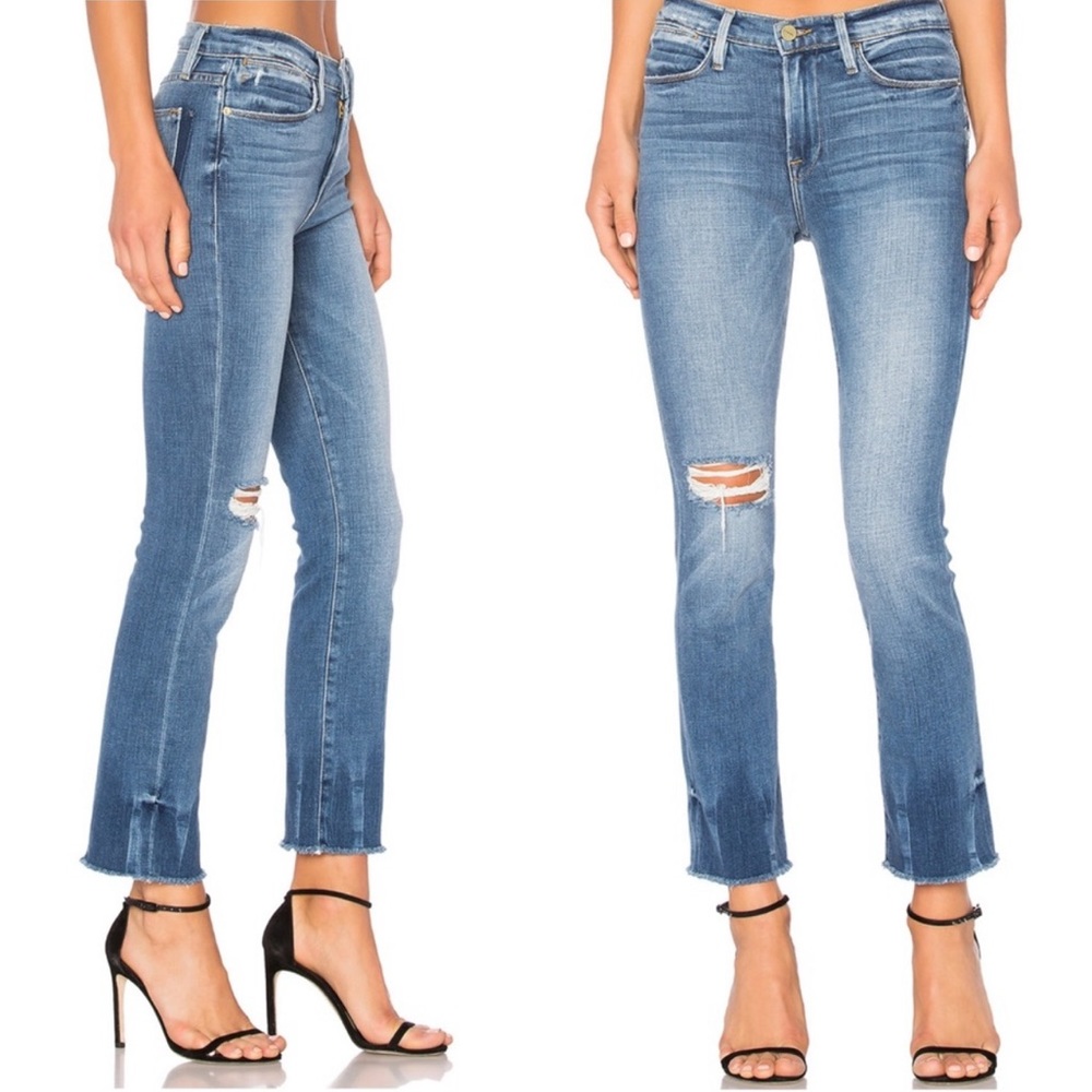 FRAME Denim Le High Straight Fade in Merriweather. Size 23.